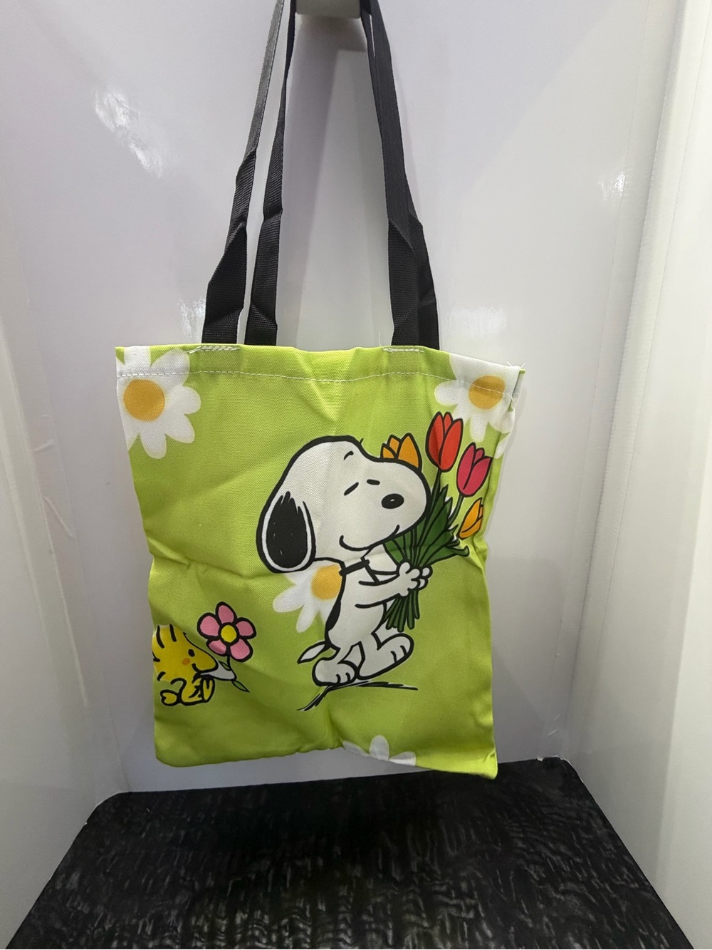 Snoopy Green Floral Canvas Tote Bag